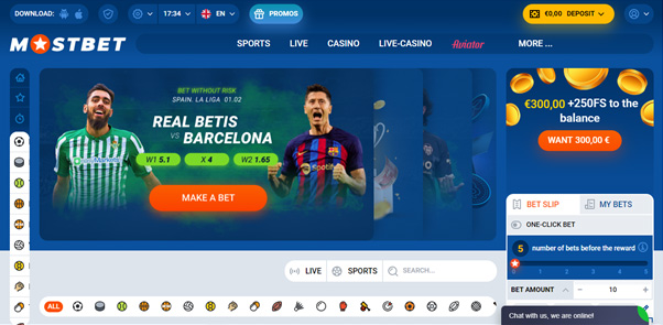 MostBet homepage